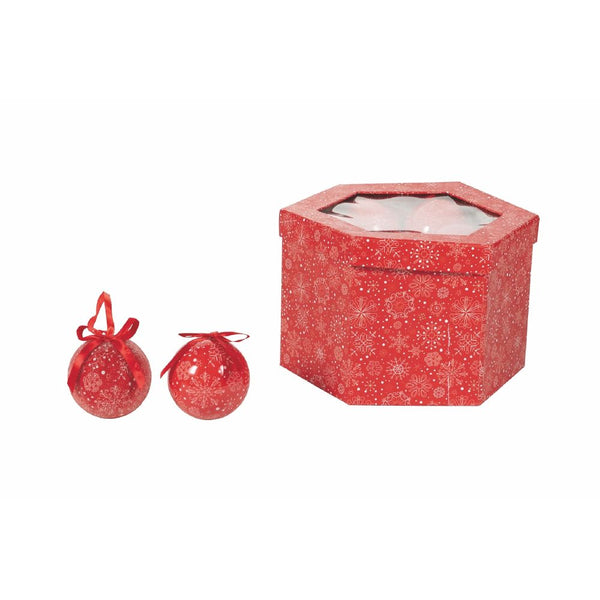 Set mit 14 Polyfoam-Weihnachtskugeln Ø7,5 cm mit roter Schneeflockenbox sconto