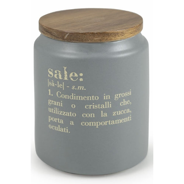 sconto Salzdose mit Bambusdeckel 800 ml aus Villa D'este Home Tivoli Grey Steinzeug