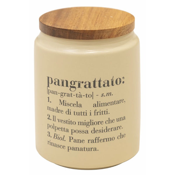 prezzo Brotkrümelglas mit Bambusdeckel 800 ml aus Steingut Villa D'este Home Tivoli Crema