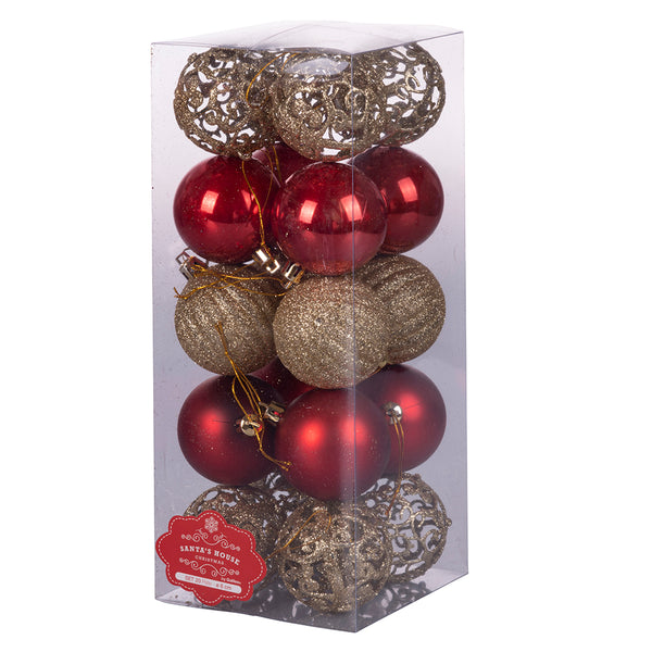 Set mit 20 Ø6 cm Weihnachtskugeln aus rot/goldenem Kunststoff prezzo