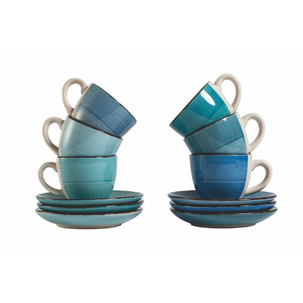 Set 6 Tazzine da Caffè con Piattino Ø6,8x5,6 cm in Gres VdE Tivoli 1996 Baita Acqua online