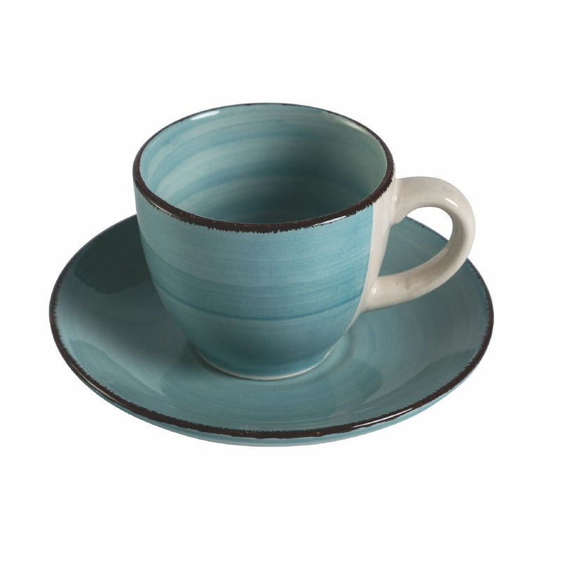 Set 6 Tazzine da Caffè con Piattino Ø6,8x5,6 cm in Gres VdE Tivoli 1996 Baita Acqua-5