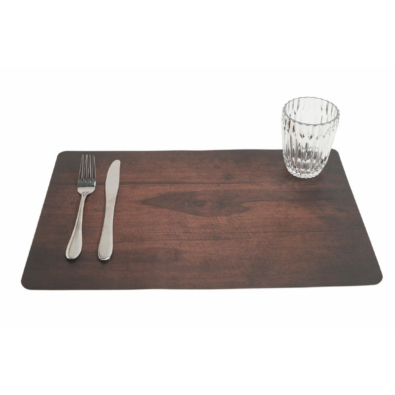 Set 6 Tovagliette Double Face 45x30x0,5 cm  in Plastica Villa d’Este Home Tivoli Wood Marrone scuro-4