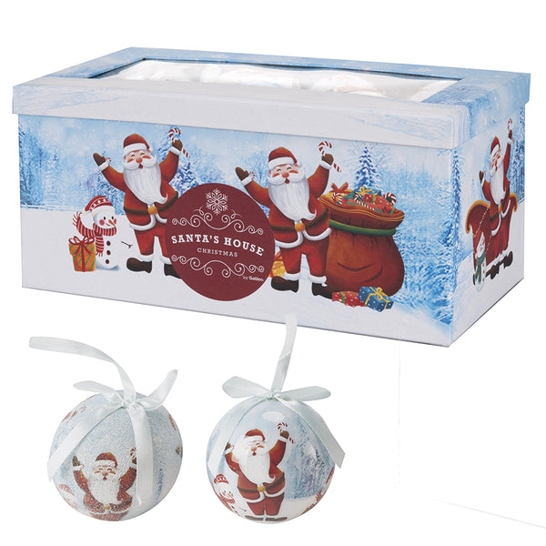 Set mit 14 Weihnachtskugeln Ø7,5 cm aus Polyfoam mit Weihnachtsmann-Box und Geschenktüte acquista