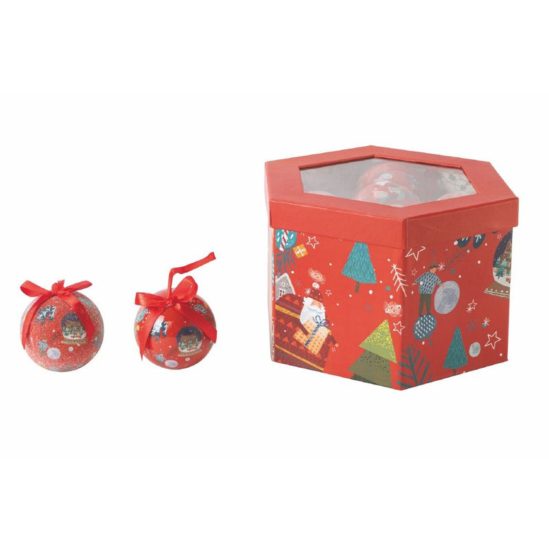 Set 14 Palle di Natale Ø7,5 cm in Polyfoam con Box Naif Rosso-1