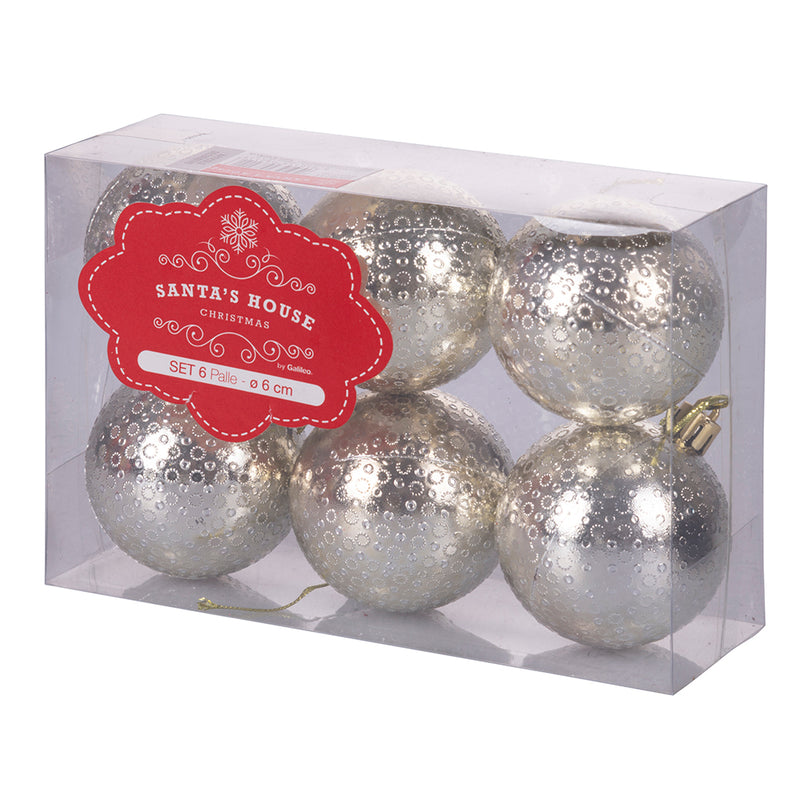 Set 6 Palle di Natale Ø6 cm in Plastica Oro-1