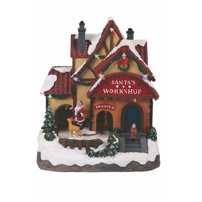 Casa di Babbo Natale Carillon 19x14x21,5 cm in Plastica con Luci-3