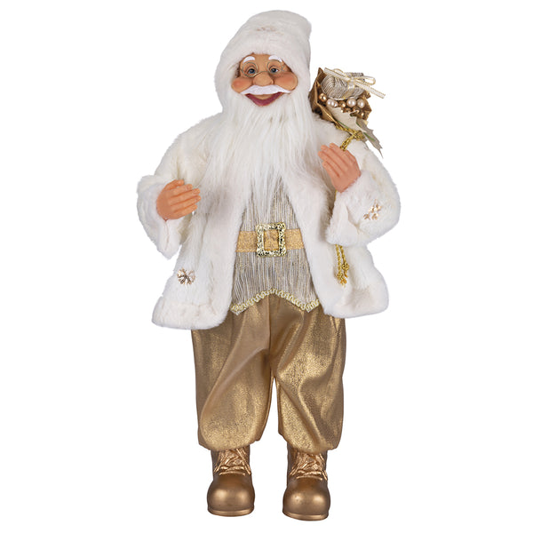 Weihnachtsmann-Puppe H62 cm aus goldfarbenem und weißem Stoff prezzo