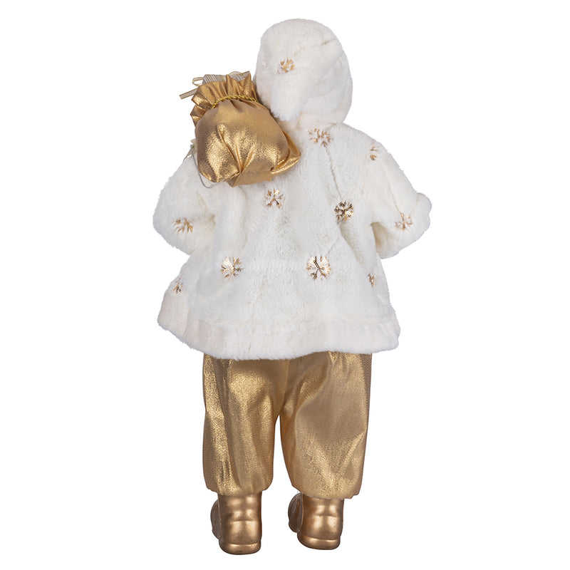 Pupazzo Babbo Natale H46 cm in Stoffa Oro e Bianco-5