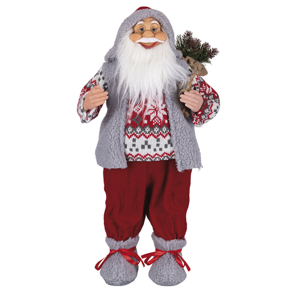 Weihnachtsmannpuppe H80 cm aus rotem Stoff prezzo