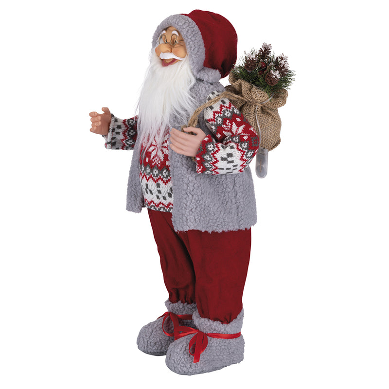 Pupazzo Babbo Natale H46 cm in Stoffa Rosso-4