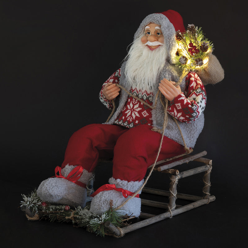 Pupazzo Babbo Natale H50 cm in Stoffa Rosso-2