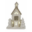 Casetta porta Candela Tealight 13x8x17,5 cm in Stoneware con Led-2