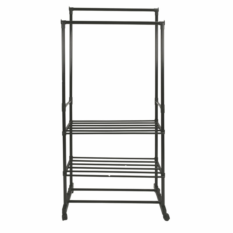 Stender Appendiabiti Doppio 77x34x160 cm in Metallo e Plastica Nero-3