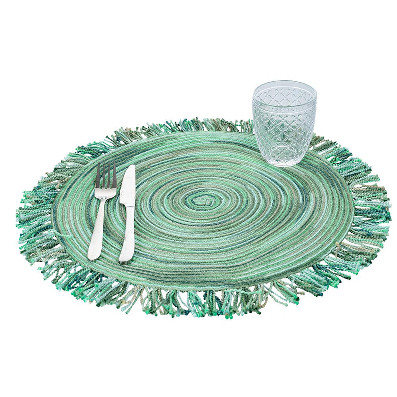 Set 6 Tovagliette con Frange Ø45x0,5 cm  in Polipropilene Villa d’Este Home Tivoli Shades of Greenery-3