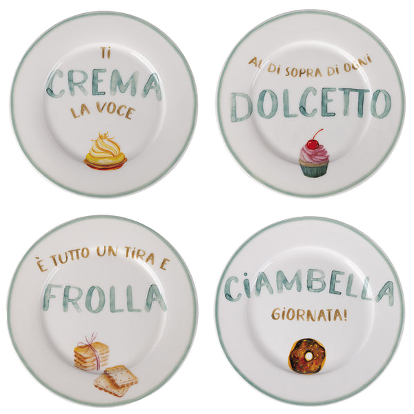 acquista Set 4 Piattini Dolce Ø19x1,5 cm in New Bone China VdE Tivoli 1996 Le Travisate Bianco