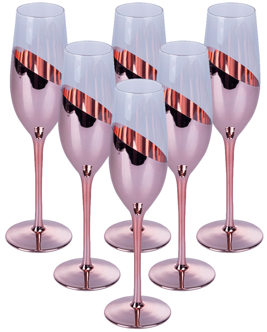 Set 6 Champagnergläser Chic Flûte in Villa d'Este Home Tivoli Transparent  und Roségold Glas – acquista su Giordano Shop
