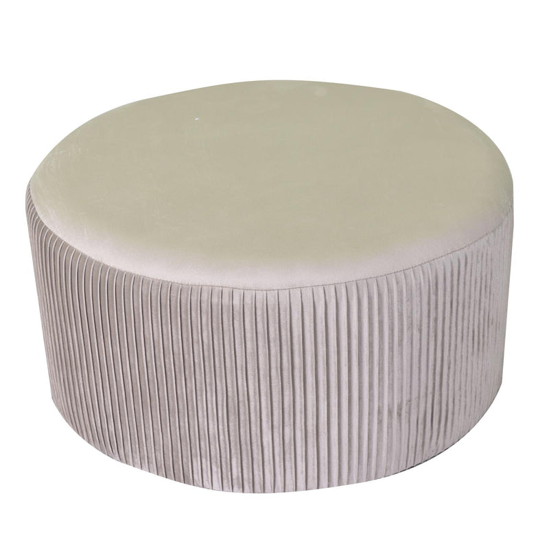 Pouf Tondo Ø56xh28 cm in Velluto Beige-1