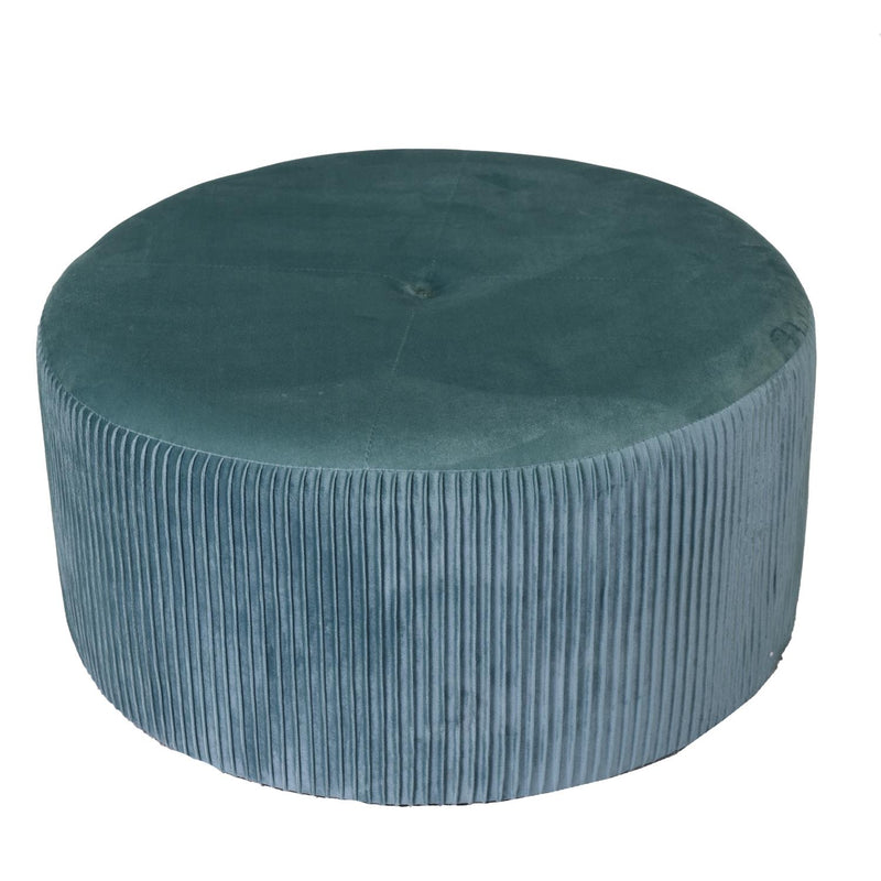 Pouf Tondo Ø56xh28 cm in Velluto Verde Salvia-1