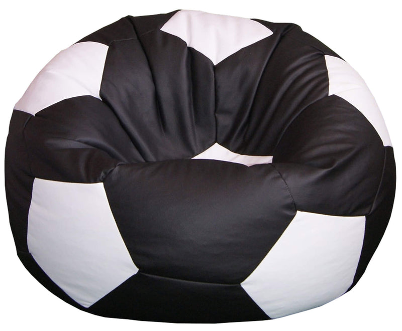 Poltrona a Sacco Pouf Ø100 cm in Similpelle Baselli Pallone da Calcio Nero e Bianco-1