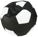 Poltrona a Sacco Pouf Ø100 cm in Similpelle Baselli Pallone da Calcio Nero e Bianco-4