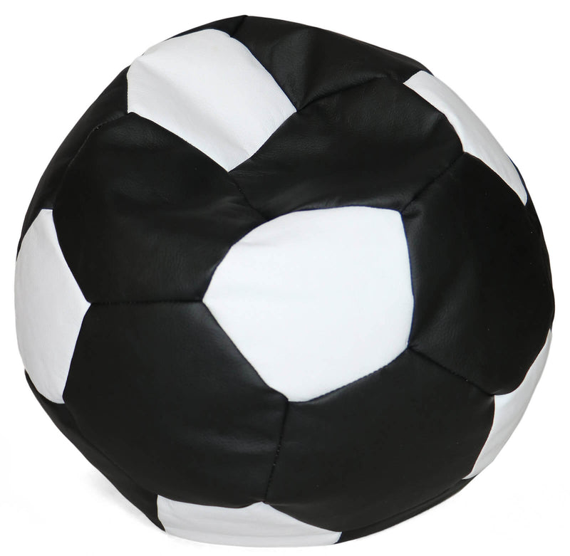 Poltrona a Sacco Pouf Ø100 cm in Similpelle Baselli Pallone da Calcio Nero e Bianco-6