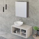 Mobile Bagno Sospeso 80 cm Lavabo e Specchio Bonussi Orione Grigio Effetto Cemento-2