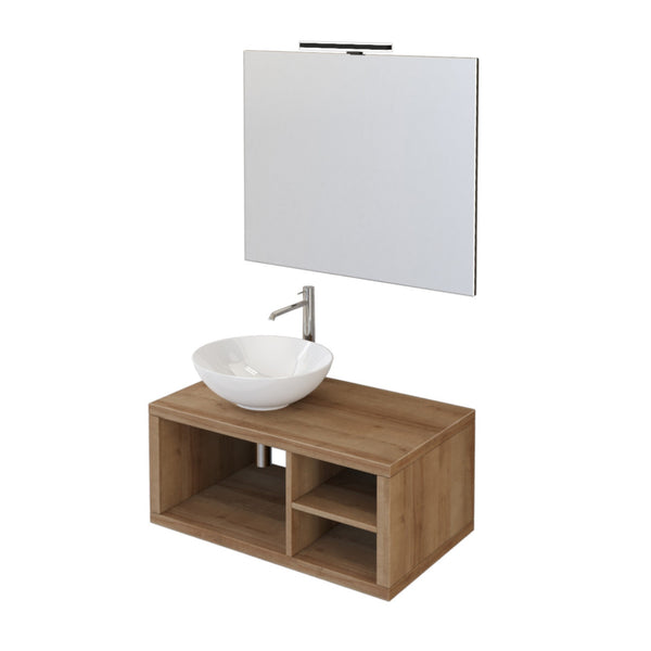 Badezimmer-Hängeschrank 80 cm Bonussi Orione Eiche Eiche und Bonussi Spiegel online