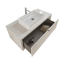 Mobile Bagno Sospeso 110 cm Lavabo e Specchio Bonussi Orione Grigio Effetto Cemento-3