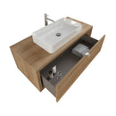 Mobile Bagno Sospeso 110 cm Lavabo e Specchio Bonussi Orione Rovere Farnia-3