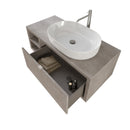 Mobile Bagno Sospeso 110 cm Lavabo e Specchio Bonussi Orione Grigio Effetto Cemento-3