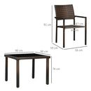 Set Tavolo e 4 Sedie da Giardino in Rattan PE Marrone-3