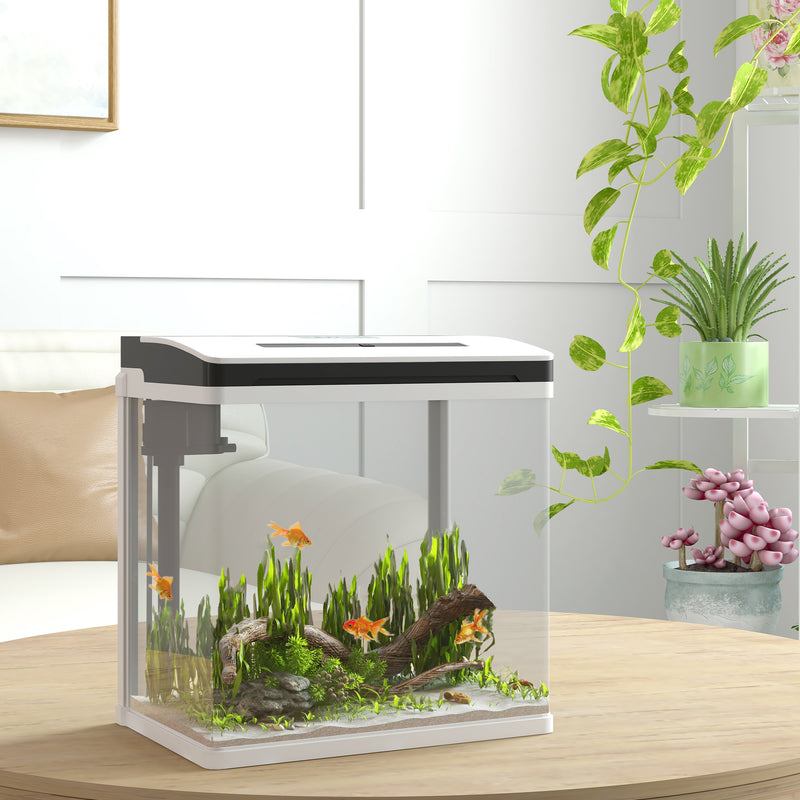 Acquario con LED 13 Litri 29x20x30,5 cm con Fori di Ventilazione in Vetro HD e ABS-2