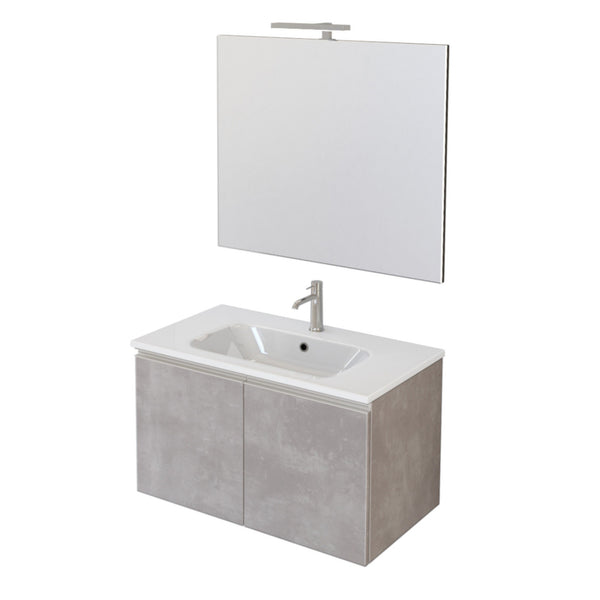 Hängender Badezimmerschrank 80 cm Bonussi Fenice Grey Waschbecken und Spiegel sconto