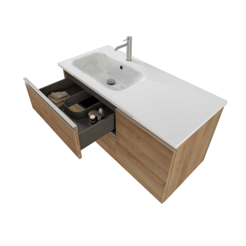 Mobile Bagno Sospeso 100 cm Lavabo e Specchio Bonussi Fenice Rovere Farnia-3