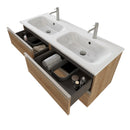 Mobile Bagno Sospeso 120 cm Doppio Lavabo e Specchio Bonussi Fenice Rovere Farnia-3