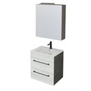 Mobile Bagno Sospeso 55 cm Lavabo e Specchio Bonussi Tucano Olmo Bianco e Lava-1