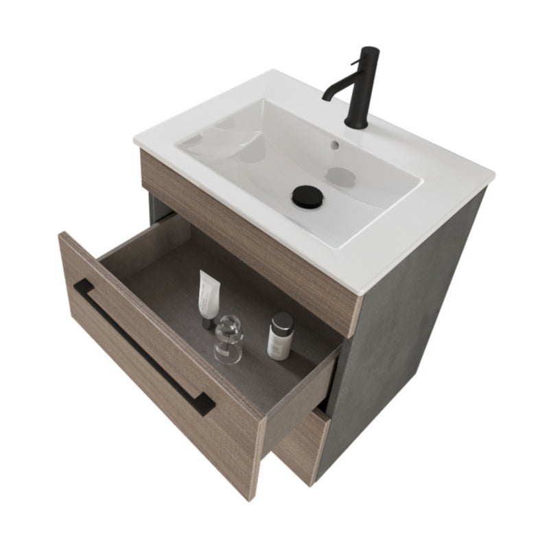 Mobile Bagno Sospeso 55 cm Lavabo e Specchio Bonussi Tucano Olmo Lava-3