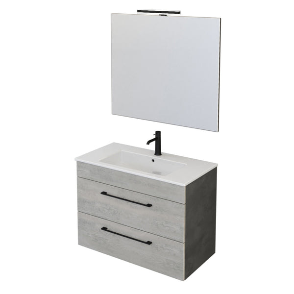 online Hängender Badezimmerschrank 80 cm Bonussi Tucano Grey Waschbecken und Spiegel