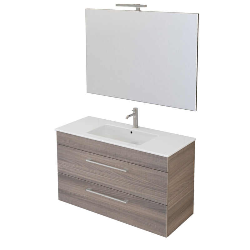 Mobile Bagno Sospeso 100 cm Lavabo e Specchio Bonussi Tucano Olmo-1