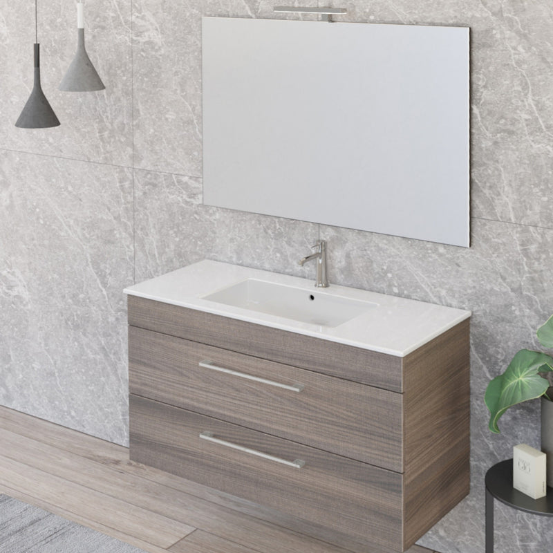 Mobile Bagno Sospeso 100 cm Lavabo e Specchio Bonussi Tucano Olmo-2