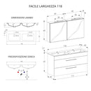 Mobile Bagno Sospeso 118 cm Doppio Lavabo e Specchio Bonussi Tucano Olmo e Lava-5