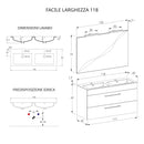 Mobile Bagno Sospeso 118 cm Doppio Lavabo e Specchio Bonussi Tucano Olmo e Lava-4