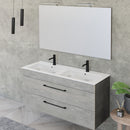 Mobile Bagno Sospeso 118 cm Doppio Lavabo e Specchio Bonussi Tucano Cemento Effetto Legno-2