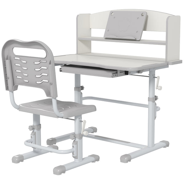 Banco Studio Scuola per Bambini 80x54,5x104 cm con Sedia Regolabile e Piano Inclinabile Grigio online