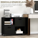 Mobile Ufficio 2 Cassetti 2 Ripiani 80x40x66 cm in Truciolato Nero-4