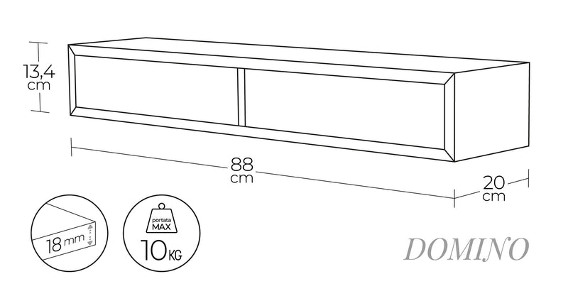 Mensola da Parete con 2 Cassetti 88,2x13,4x20 cm in Fibra di Legno Domino Marrone e Noce-6