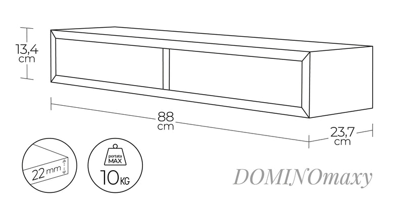 Mensola da Parete con 2 Cassetti 88,2x13,4x23,7 cm in Fibra di Legno Domino Maxi Bianco-6