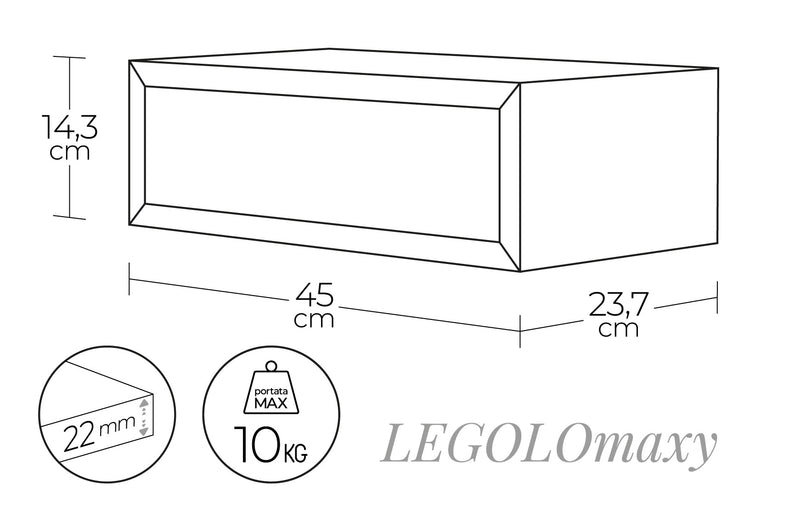 Mensola da Parete 1 Cassetto 45x13,4x23,7 cm in Fibra di Legno Lego Maxi Rovere Imperiale-6