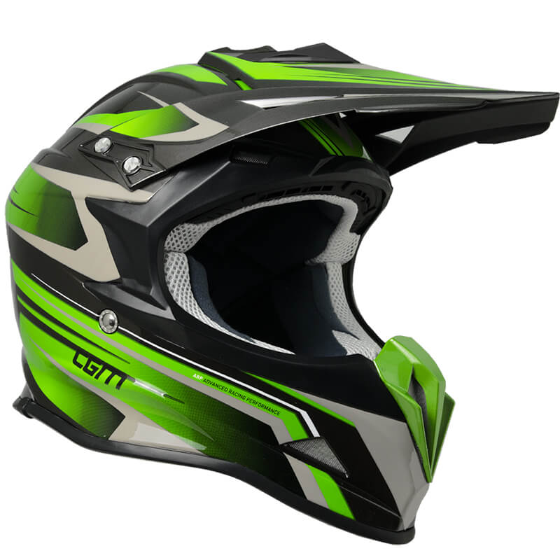 Casco Integrale per Moto Cross con Frontino CGM Track 601G Verde -1